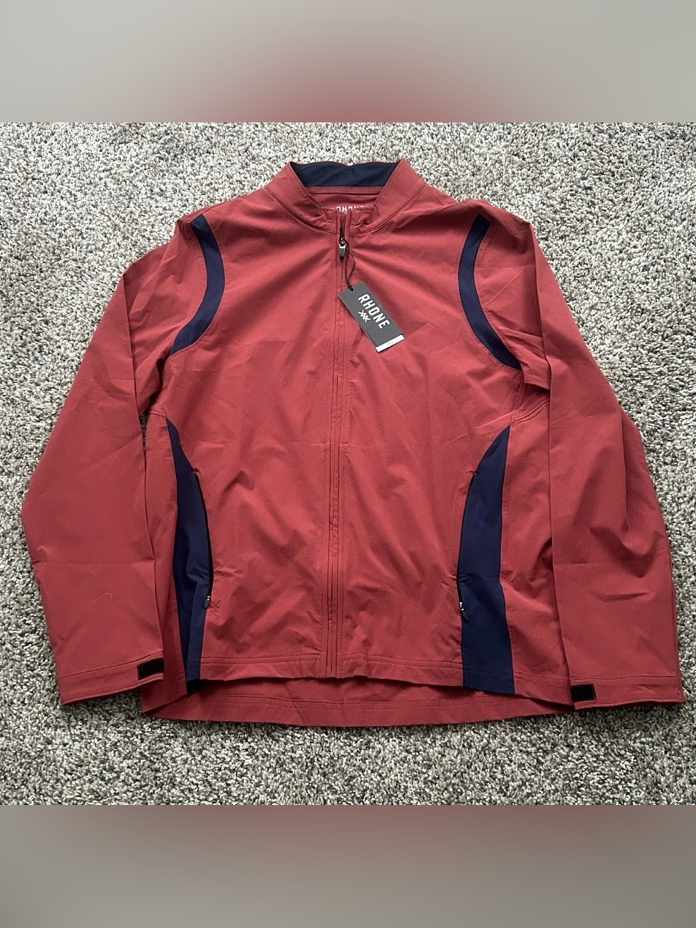 Rhone Play Through Jacket Mens Full Zip Golf  Windbreaker Jacket Red Size Medium